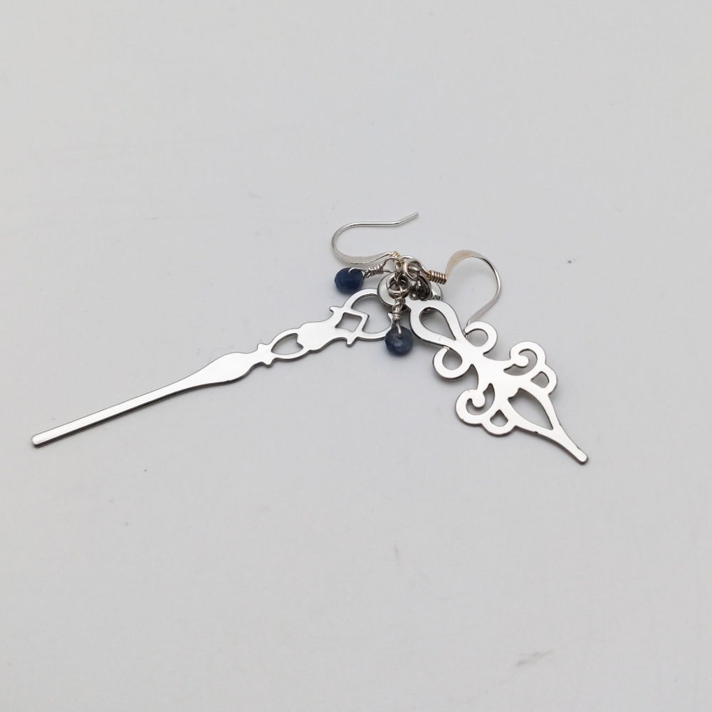 Genuine Sapphire Clock Hand Earrings